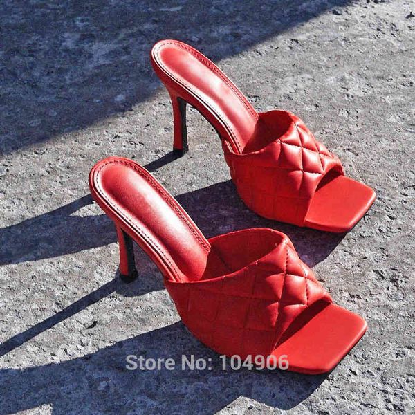 

shoes marian dress sqaure toe red quilted mule heels shoe black pu high heel women sandals sliper woman zapatos mujer white blue1