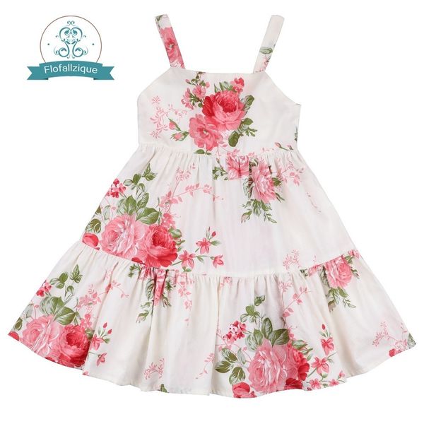 

flofallzique 2019 printed floral and pink kids clothes sling back bow tie cute princess toddler wedding party new dresses 1-10y t200709, Red;yellow