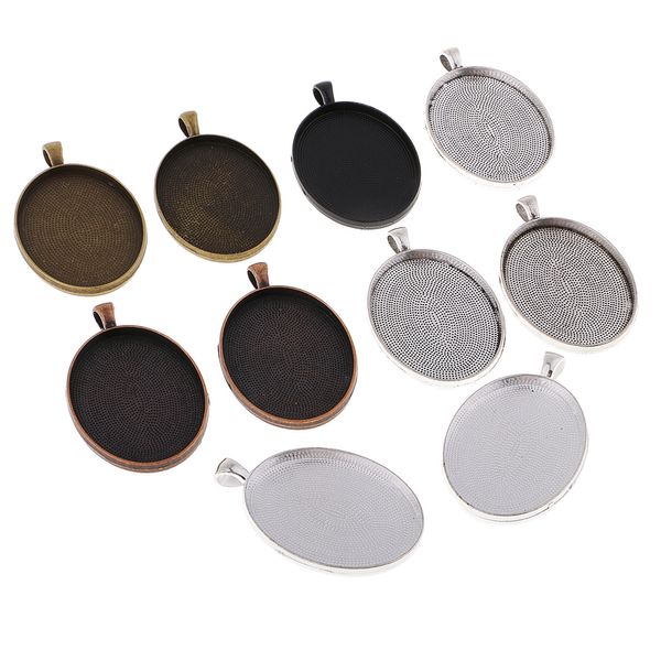 

10 pcs mixed oval alloy base cameo setting cabochon charms pendant diy craft, Black