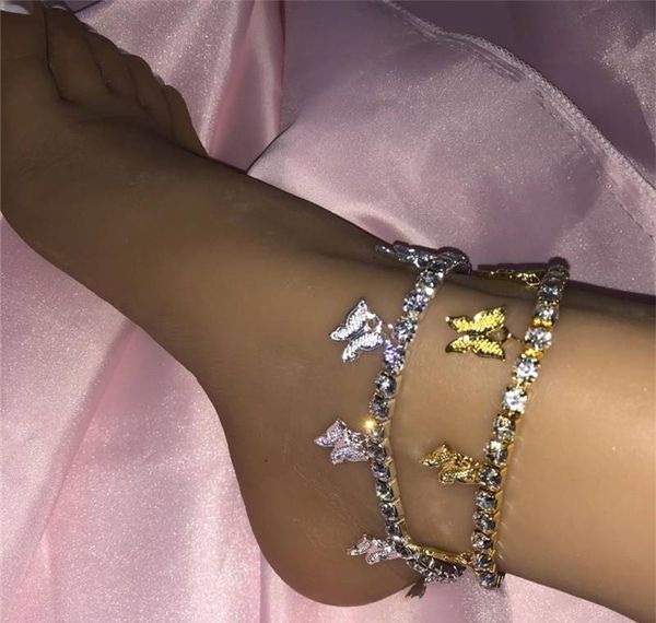 

iced out butterfly tennis anklet for women rhinestone crystal butterfly beach sandals foot ch jllklh bde_jewelry, Red;blue