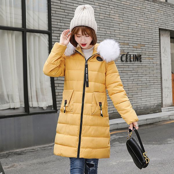 

plus size m-8xl solid parka women winter long jackets 2020 hooded fur collar thick casual outwear warm coat femme giacca donna