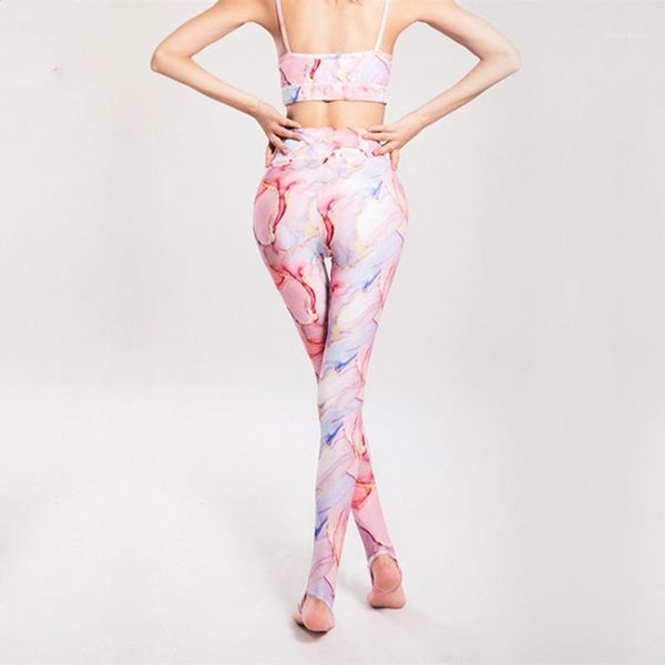 

yoga outfits two piece set digital printing sports suit slim fit cami gym high waist stretchy pants with stirrup sportswear1, White;red