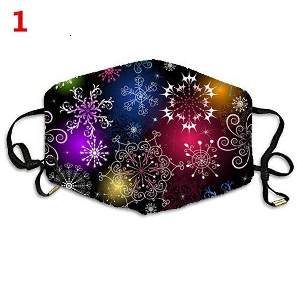 

fashion christmas mask santa claus snowflake multicolor dust-proof and anti-haze breathable cotton mask adjustable washable printing m