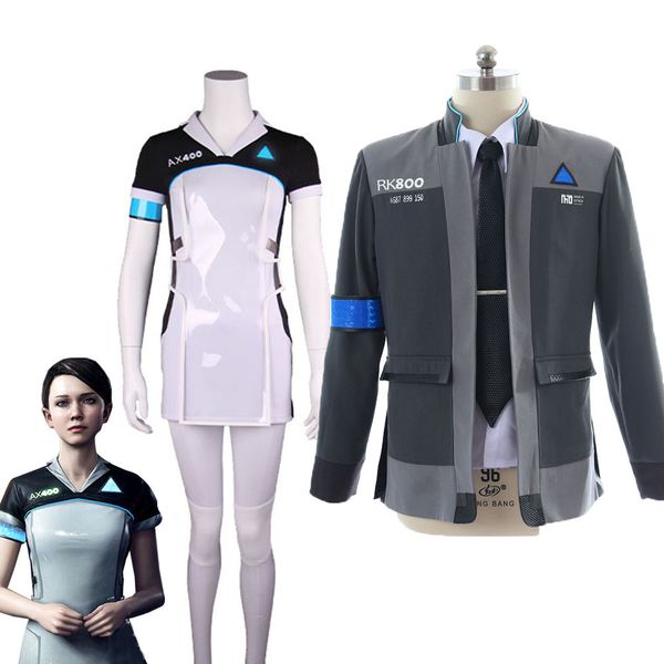 

theme costume game detroit become human connor rk800 agent suit kara cosplay costume code ax400 agent outfit girls cute dress jacket full se, Black;red