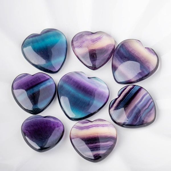 

natural fluorite handmade heart-shaped pendant rainbow love crystal necklace women clavicle rope chain valentine's gift jewelry, Silver
