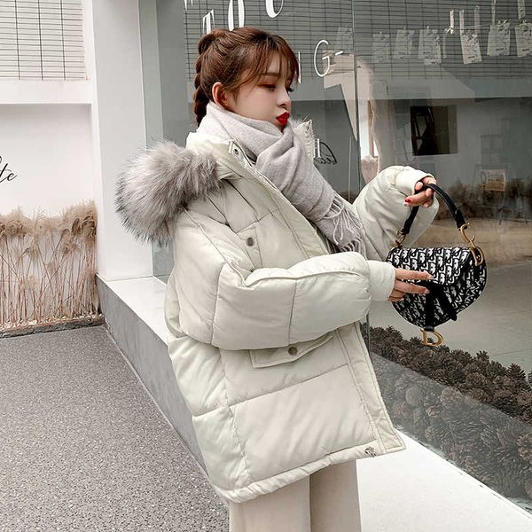 

new warm thick short hooded parka coat fashion office lady winter jacket women sweet short oversize jacket female 201109, Black