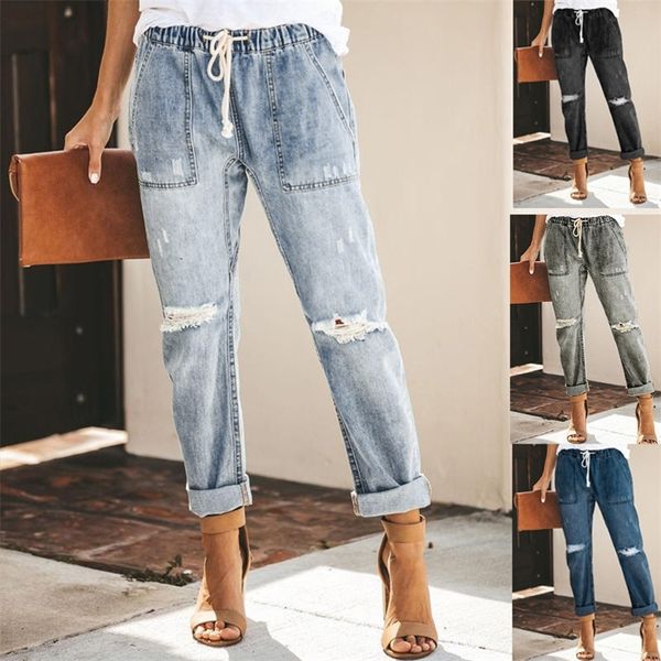 Top vendendo Produto Mulheres Pull-on Denim Juntos Elástico Cintura Elástica Calças de Stretch Suporte Atacado e Dropshipping 201029