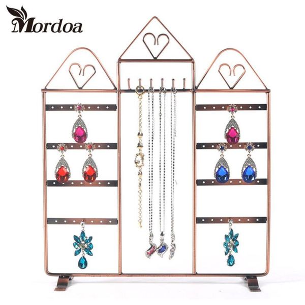 

jewelry display metal rack mini earrings necklace ear studs pendent metal stand organizer jewelry display shelf, Pink;blue