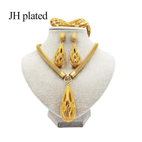 

jhplated 2020 new nigeria dubai fashion jewelry sets african color wedding gifts party for women ornament necklace earrings ring, Silver
