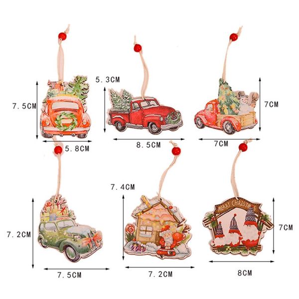 

2pcs деревянный автомобиль дом рождественская елка висячие украшения партии орнаменты красивые украшения для елки easy ханг bbypwo