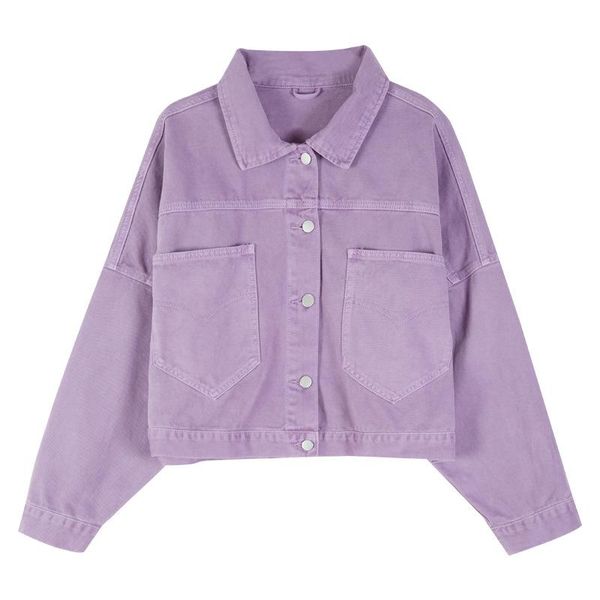 

autumn women's dress immortal loose purple denim shirt short coat female graceful students versatile t-shirt, White