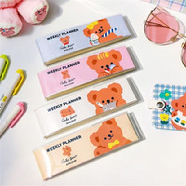 

90 paint pocket portable mini bear cute planner paper book bookbook journals, чтобы сделать список офисных школьных принадлежностей канцтова, Purple;pink