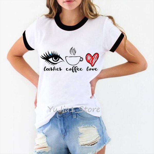 

cashes coffee love print funny graphic tees women simple tumblr clothes harajuku kawaii t shirt female t shirt custom tshirt, White