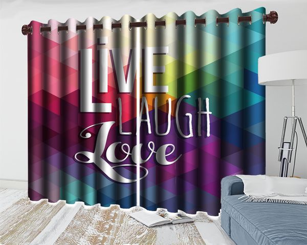 

3d curtain design for bedroom love life letter curtain beautiful and practical 3d digital printing curtain