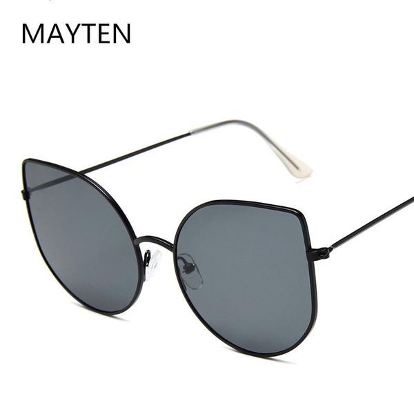 

sunglasses cat eye women brand designer mirror sun glasses ladies gradient lens shades for eyewear uv400, White;black