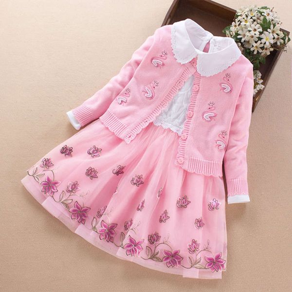 

girls' sweater suit two piece 2020 autumn new little girl drs, Red;yellow
