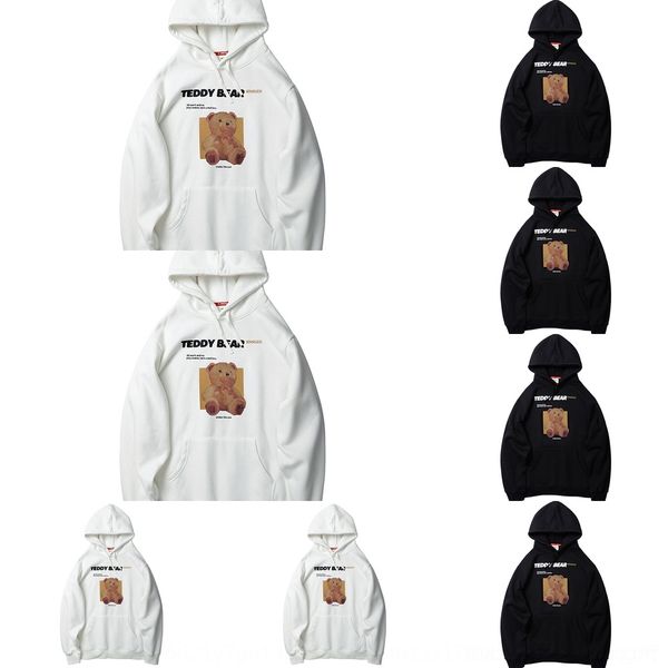 

4pqhl улицы мужской свитера хип-хоп моды бренд мультфильм медведь hoodie свитер вертикали для мужчин с капюшоном плюшевых мод пары универсал, Black