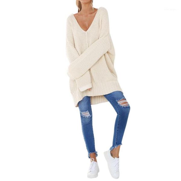 

chamsgend new arrival fashion womens casual long sleeve v neck jumper sweaters blouse woman sweater 2018 c3010161, White;black