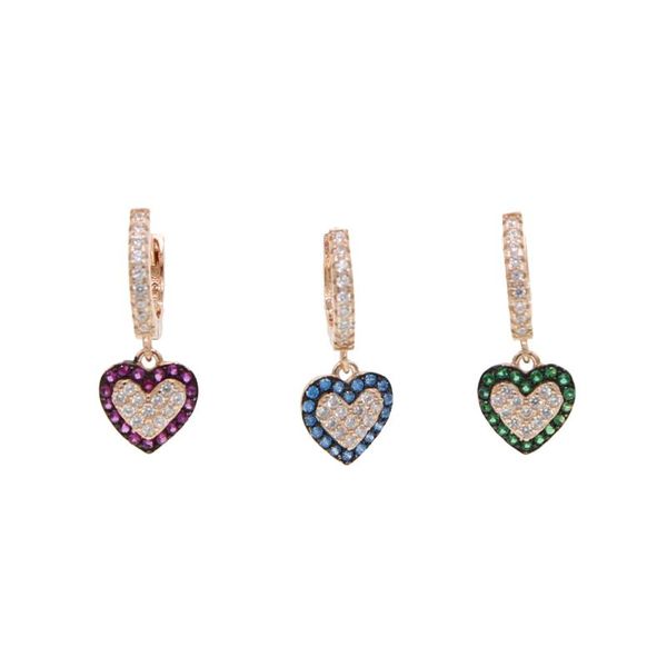 

2021 new arrival metal classic geometric women dangle red blue heart earrings korean crystal earrings temperament fairy jewelry, Silver