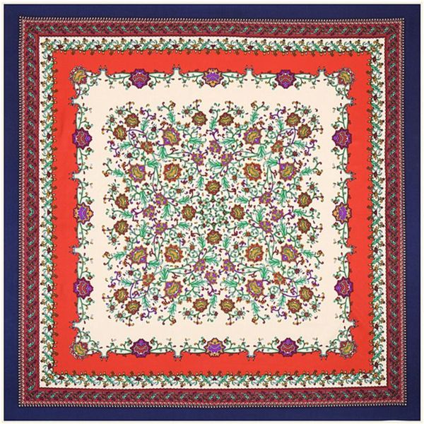 

scarves women fashion printted scarf horse brand korea sweet floral twill imitation silk shawls and 100cm*100cm, Blue;gray