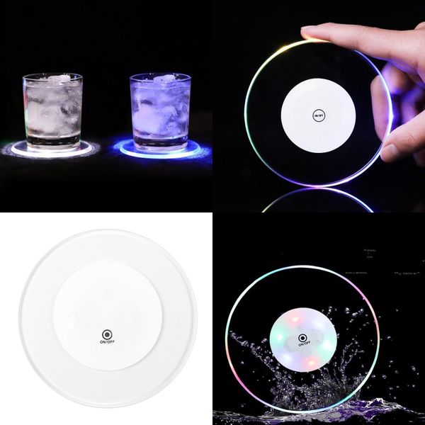 

acrylic ultrathin luminescence coaster led cocktail dazzle cup wad new pattern round coasters selling creative 6 5dx j1