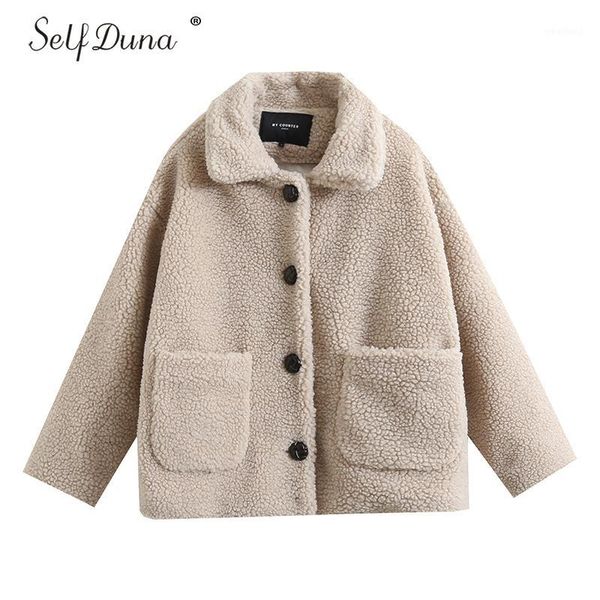 

women's fur & faux self duna 2021 autumn winter lambswool jacket coat black warm hairly kacket female outerwear1
