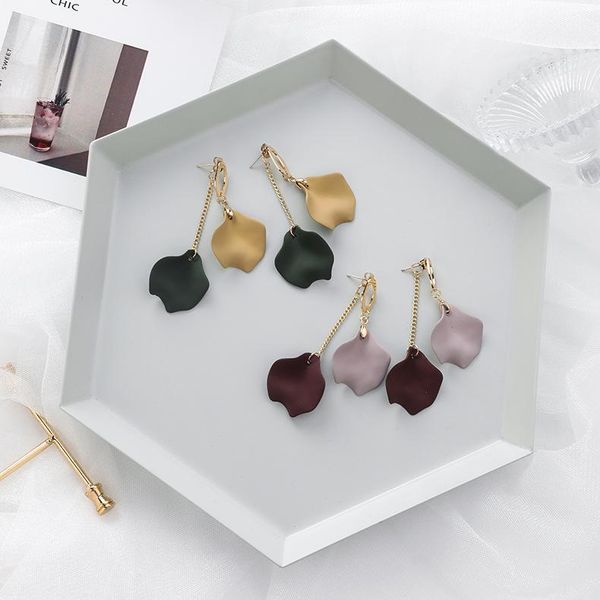 

korea new simple petal tassel drop dangle earrings for women fashion jewelry trendy pendientes, Silver