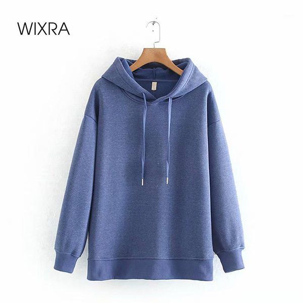 

wixra womens casual sweatshirts femme fashion hooded solid korean autumn winter loose streetwear pullovers 1, Black