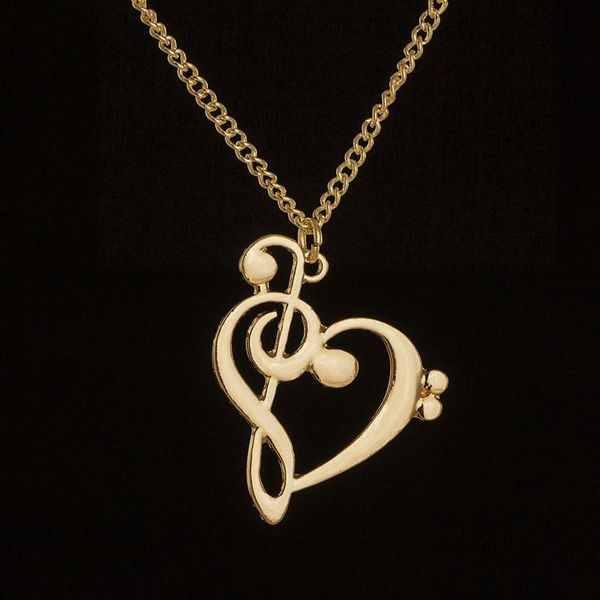 

fashion heart notes necklace hollow heart notes collarbone chain necklace, Silver