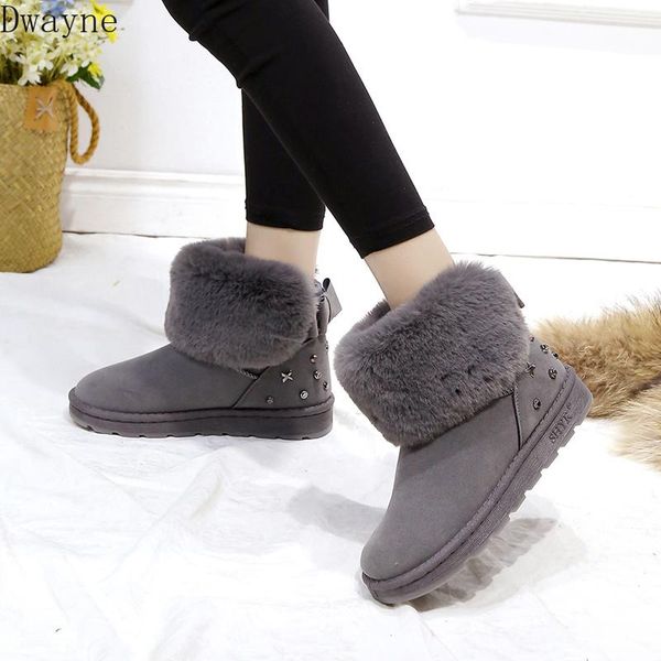 

style fashion thick fur women snow boots round toe waterproof female flat high winter boots sewing snow, Black