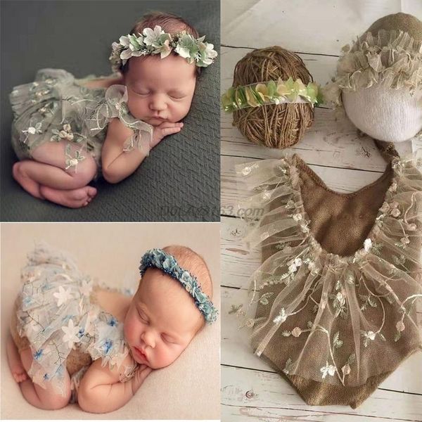

newborn pgraphy props suit lace romper hat pillow headband set knit outfits clothing infants shooting p gifts lj201105