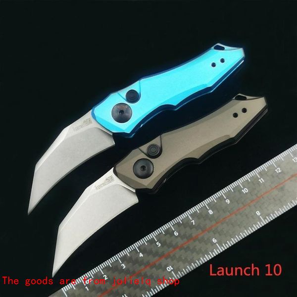 

knife folding 10 knife 7350 launch auto kershaw 1.9" stonewashed cpm-154 hawkbill blade dark gray anodized aluminum handle lej2k qynf