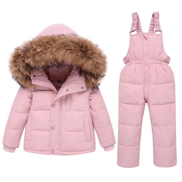 Piumino invernale per bambina e tuta per bambini addensare giacca con collo in pelliccia calda per bambina tuta da neve 0- LJ201124