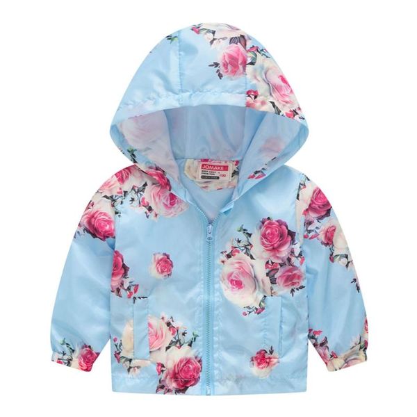 

baby girl winter coat 2020 toddler kids baby girls boys floral flowers spring hooded coat jacket outerwear for girl, Blue;gray