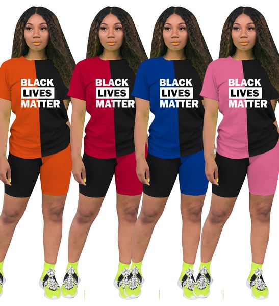 

women letter panelled tracksuit summer running fitness short sleeve tshirt and shorts ladies sport sets, Gray