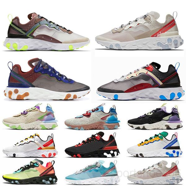 

2019 react element 87 volt 55 game royal taped seams casual shoes for women men 55s blue chill trainer 87s sail sports sneakers ju3k, Black