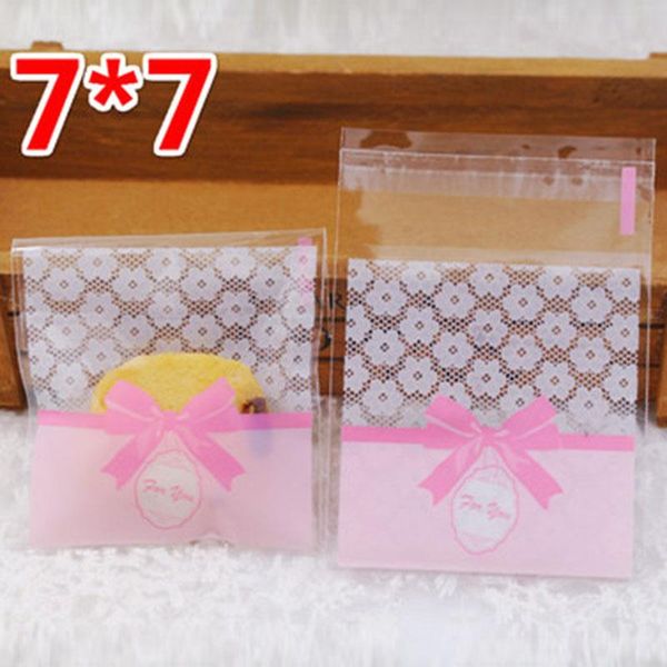 

gift wrap 100pcs/lot cookies bag white cutout lace flower pink bow homemade snack candy packaging party nougat wrapper