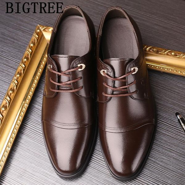 

classic shoes men office brown dress formal leather shoes for men italian brand business dress wedding 2020 buty, Black