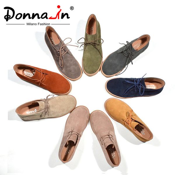 

donna-in ankle boots for women autumn boots genuine leather shoes flat casual suede booties woman 2020 lace up plus size ladies c1011, Black;white