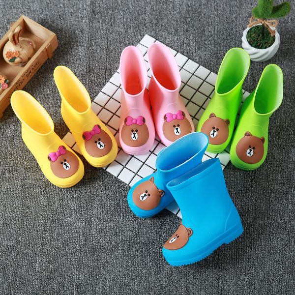 

children autumn spring winter rubber cute animals baby boys girls fashion snow boots rain shoes, Black