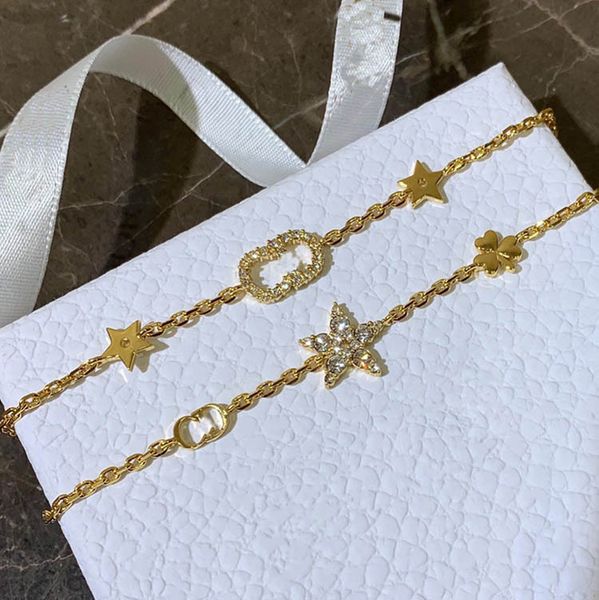 

home / 2020 new double layer five pointe star gol letter diamon bracelet for women, Golden;silver