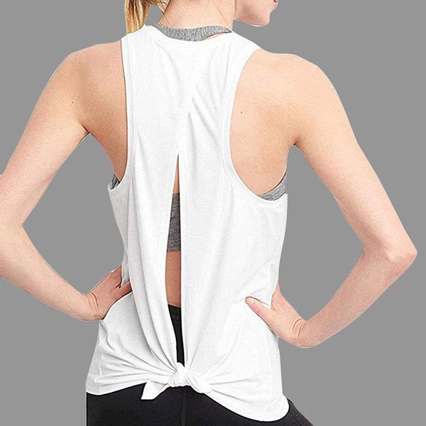 

women open back sport solid yoga shirts tie workout racerback tank fitness women sport shirt 24