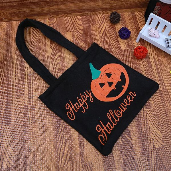 

halloween pumpkin handbag candy bag children gift bag spider printed non-woven organizer bag pouch halloween party supply prop vt0566