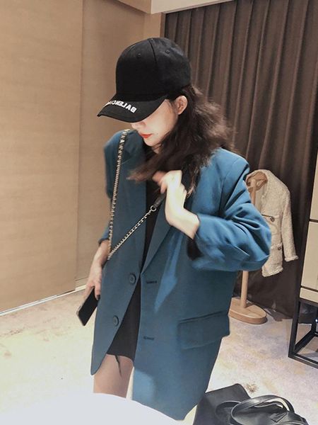 

women's suits & blazers female vintage autumn notched collar plaid women blazer breasted jacket casual pockets womens coat, White;black