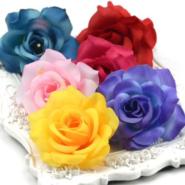

5pcs 6.5cm large handmade artificial silk rose flowers heads diy scrapbooking garland fake mini flower for wedding de jllcgu