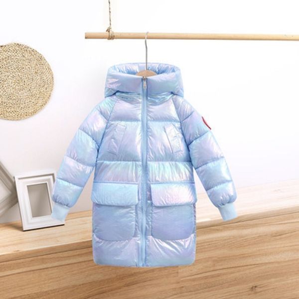 

children's warm coat boys jacket for girls space shiny plus velvet girl jacket boy long winter overcoat children's jacket 3-10t lj, Blue;gray