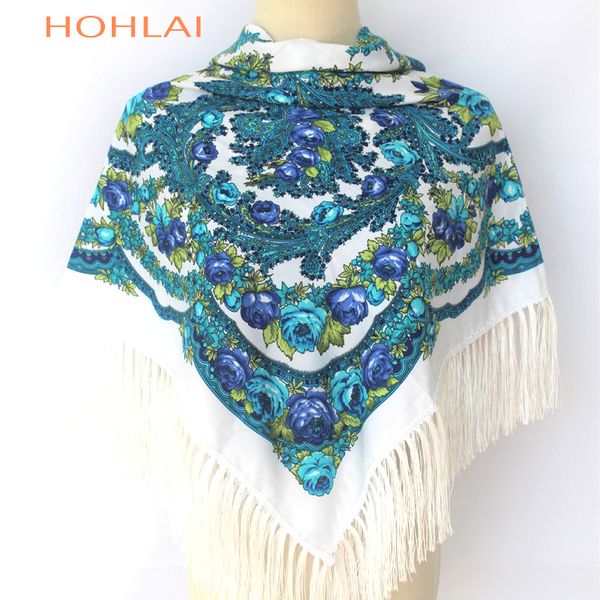 

new fashion warm women scarf square scarves female wraps winter autumn tassel printed girl shawls blanket scarf 201026, Blue;gray