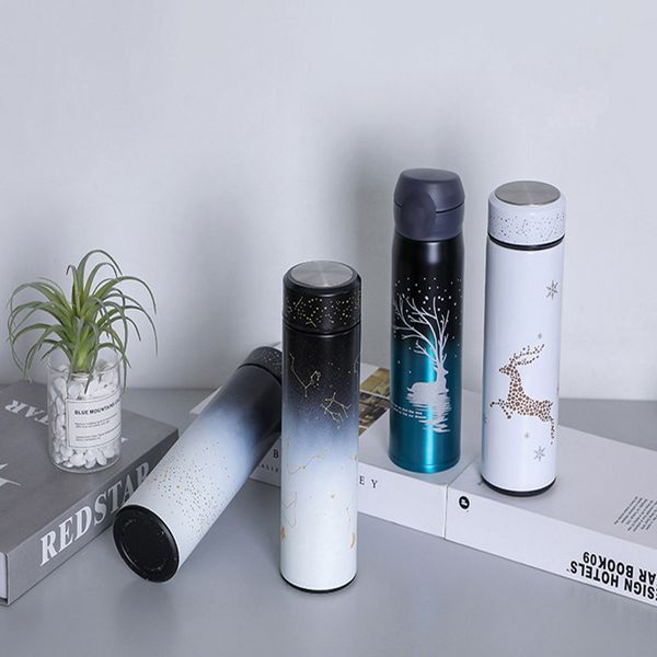 

500ml creative luminous personality star luminous water bottle gift stainless steel vacuum flask with box ing