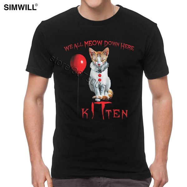 

sport funny pennywise t shirt men cotton horror kitten cat t-shirt clown halloween tee short sleeves streetwear summer tshirt