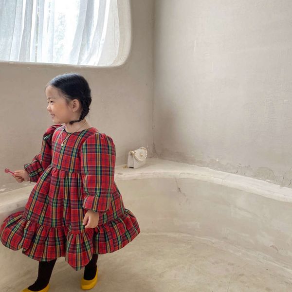 

mengqiduo korean girl's christmas red plaid and cotton drs princs skirt, Red;yellow